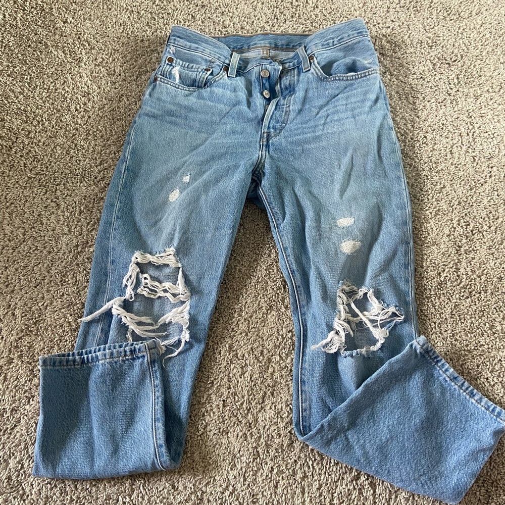 Distressed Blue Jeans